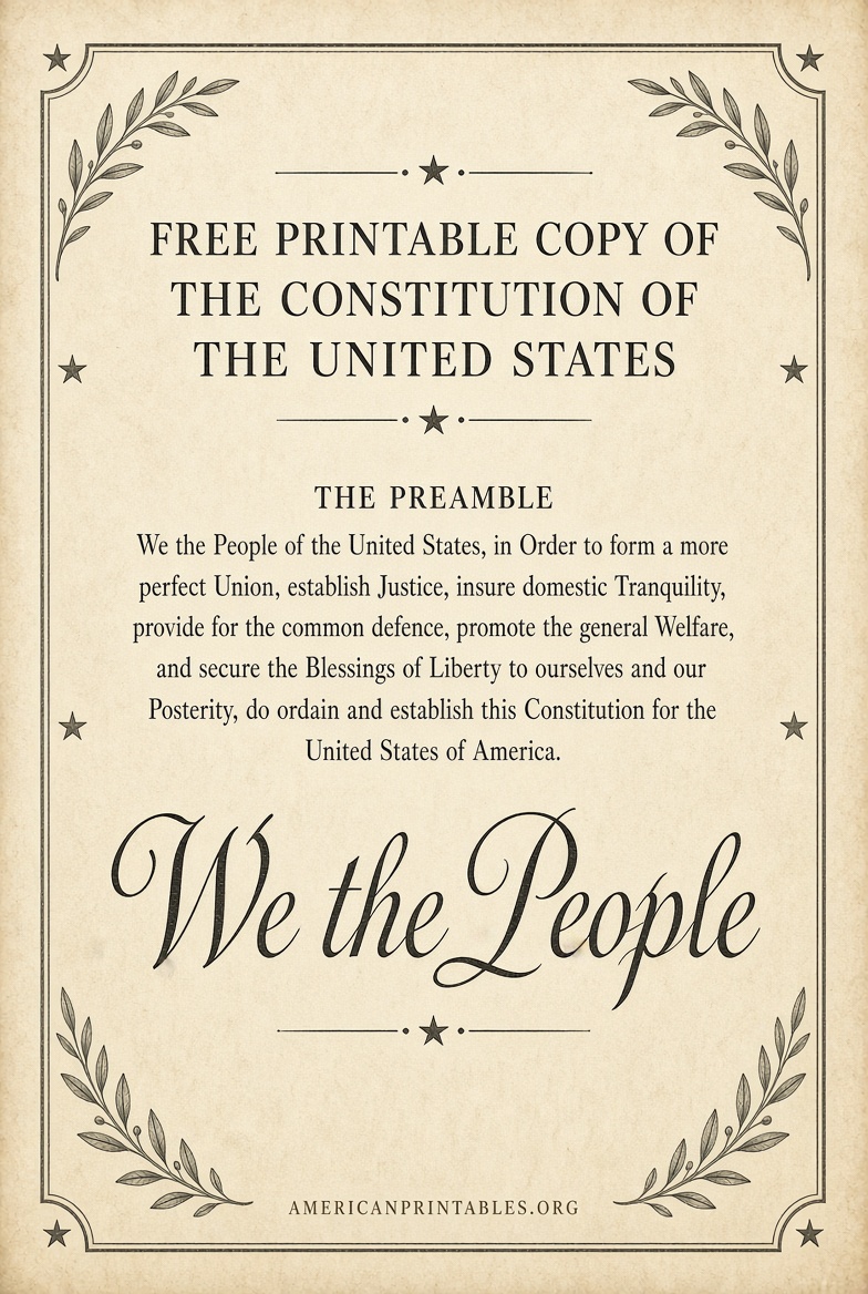 Free Printable US Constitution PDF Download (1)