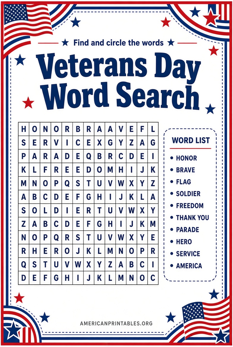 Free Printable Veterans Day Worksheets for Kids (1)