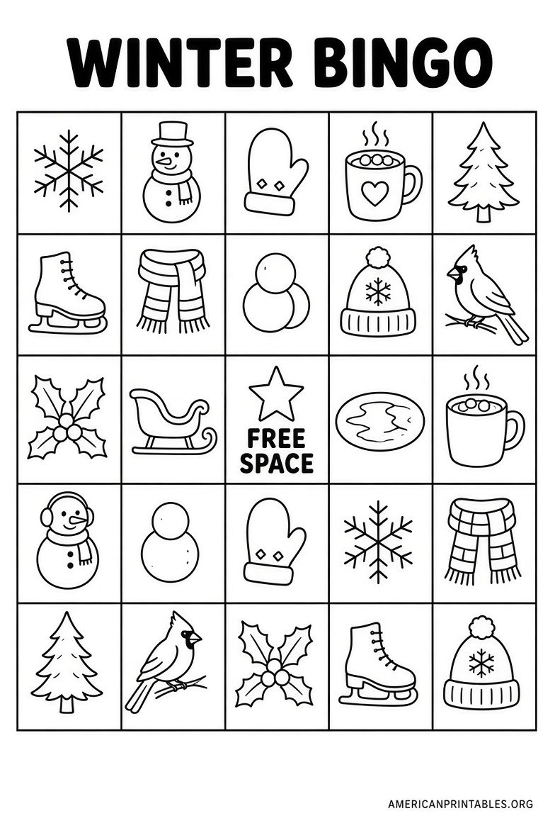 Free Printable Winter Bingo Cards for Kids (1)