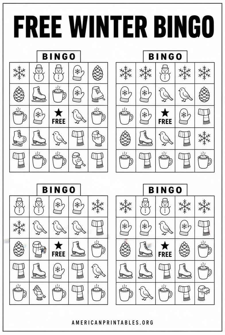 Free Printable Winter Bingo Cards for Kids (4)