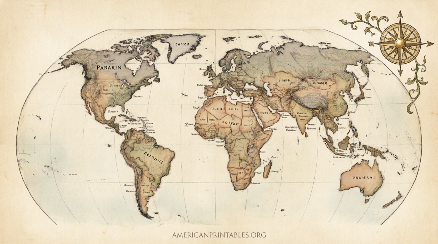 Free Printable World Map With Countries Labeled PDF (2)