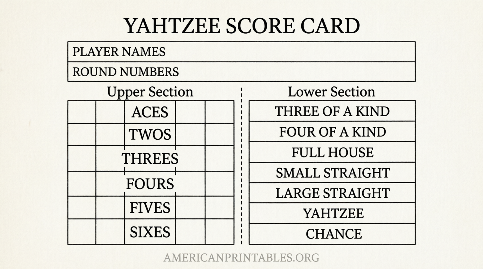 Free Printable Yahtzee Score Card PDF Downloads (1)