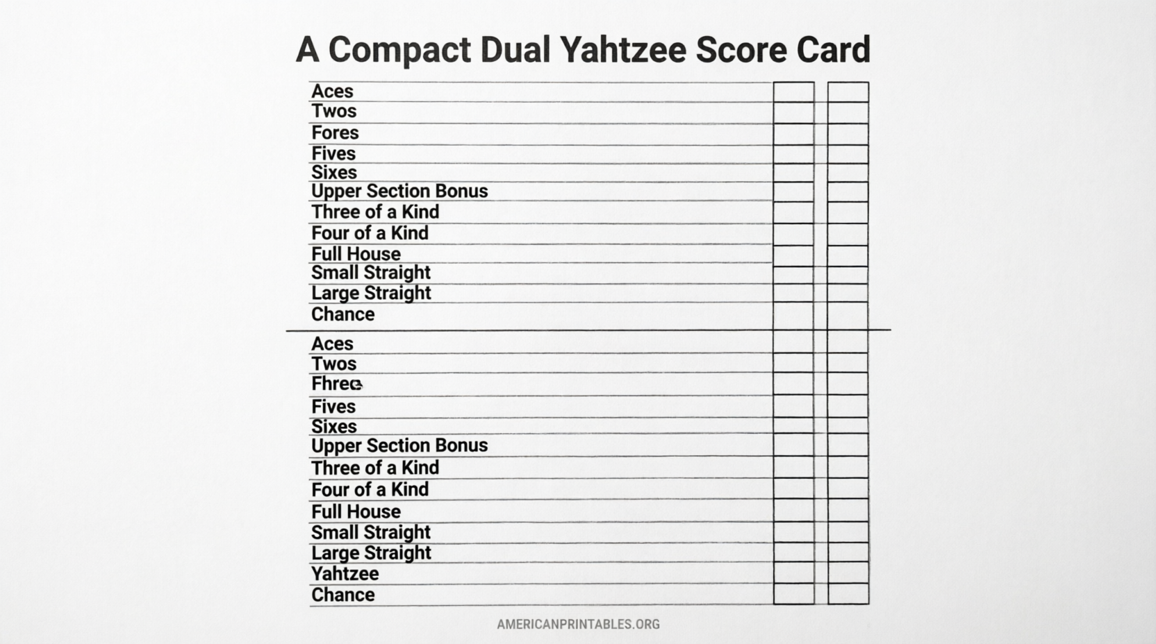 Free Printable Yahtzee Score Card PDF Downloads (2)