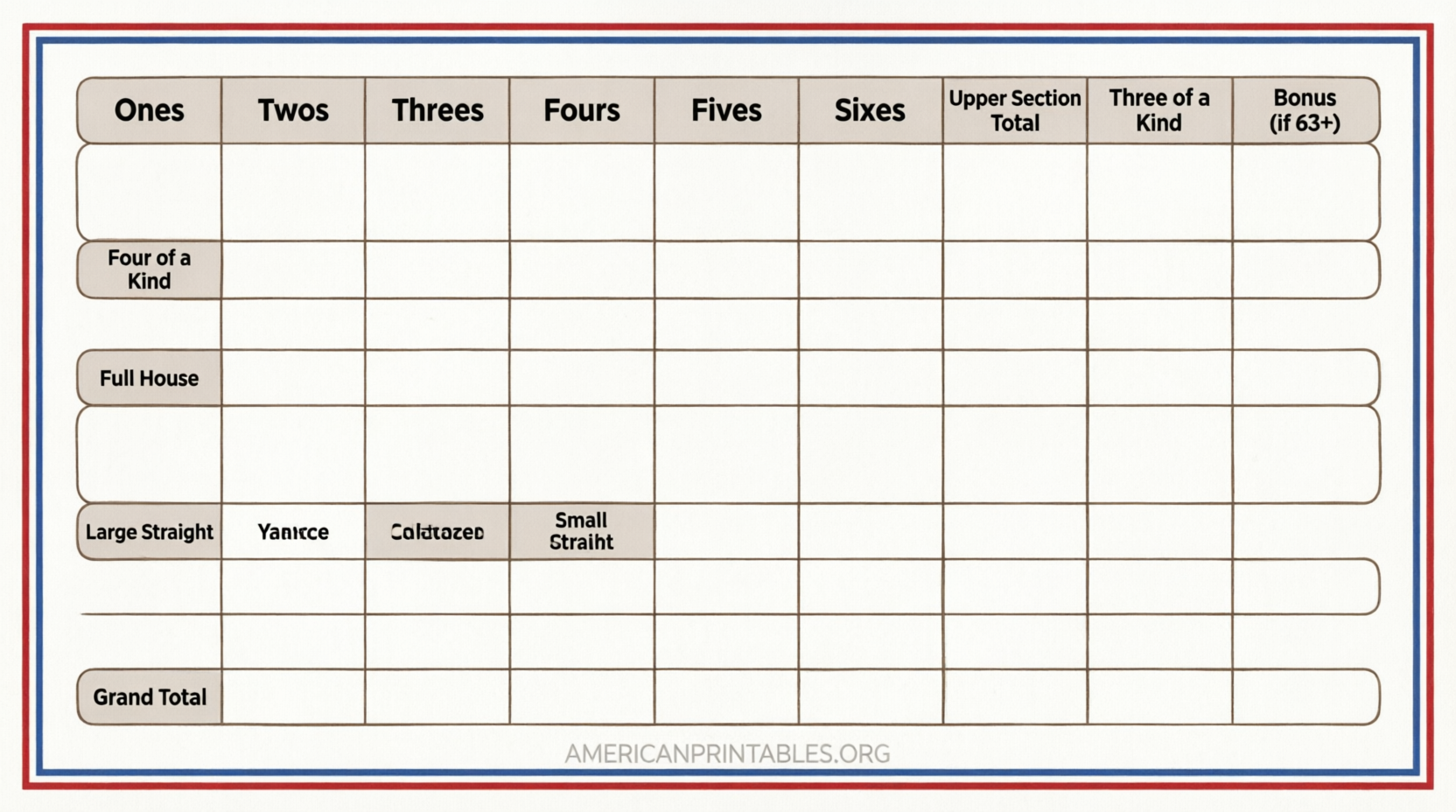 Free Printable Yahtzee Score Card PDF Downloads (4)