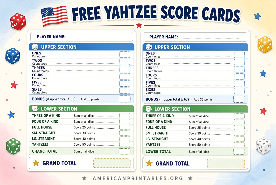 Free Printable Yahtzee Score Sheets (2)