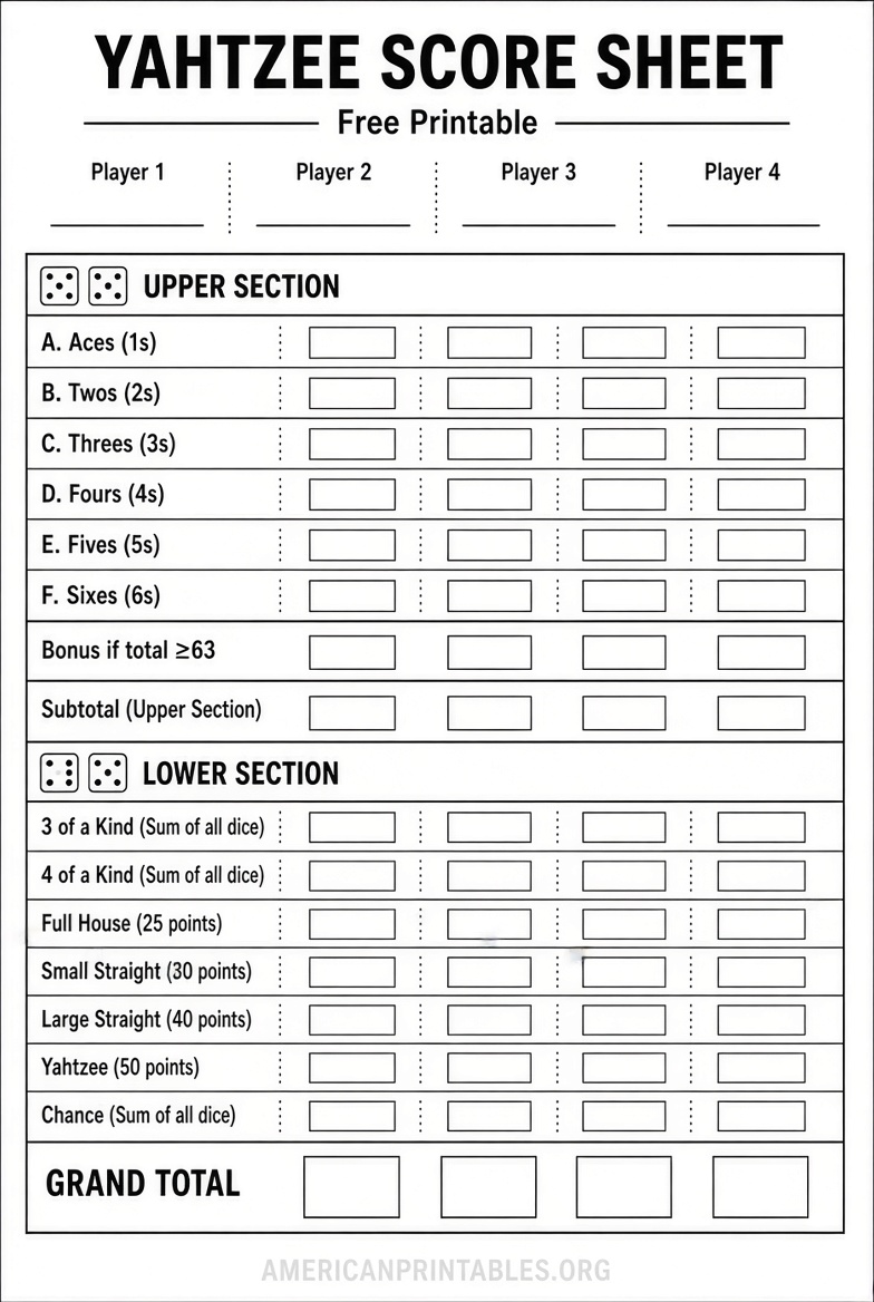 Free Printable Yahtzee Score Sheets (3)