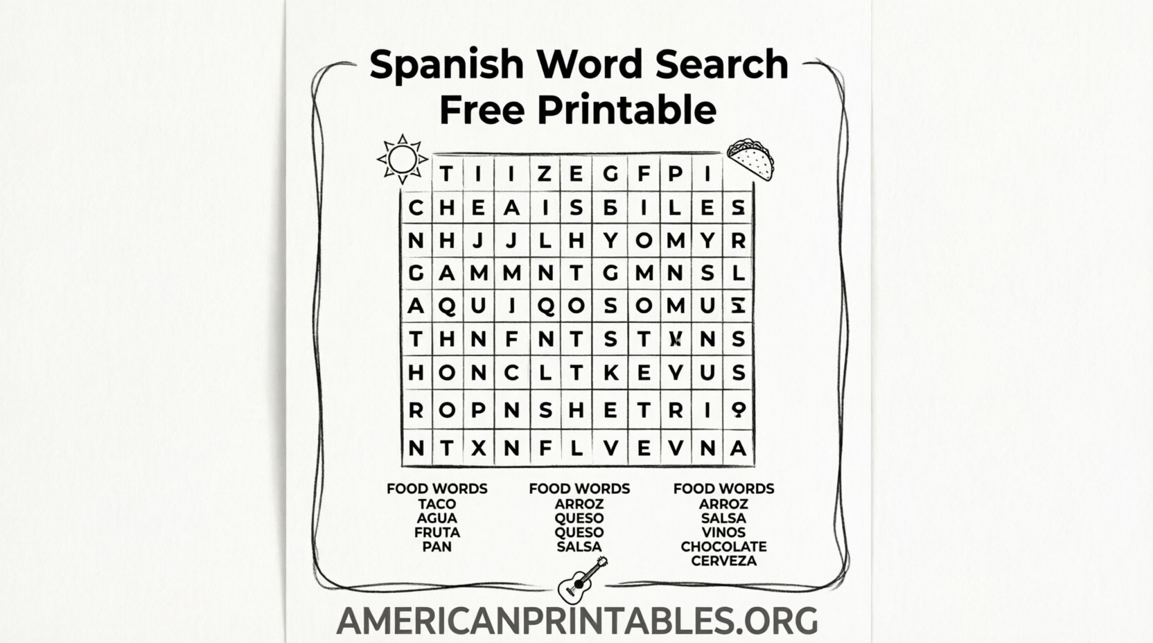 Free Spanish Word Search Printables (1)