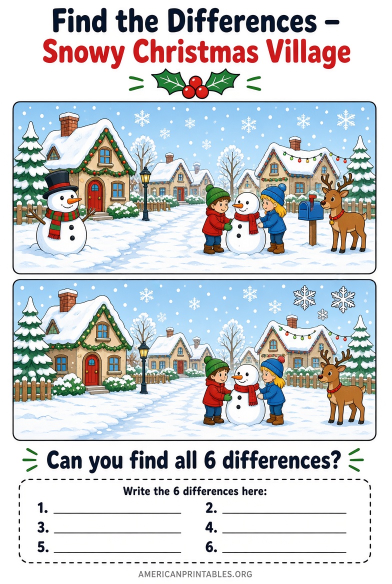 Free Spot the Difference Christmas Printables (2)