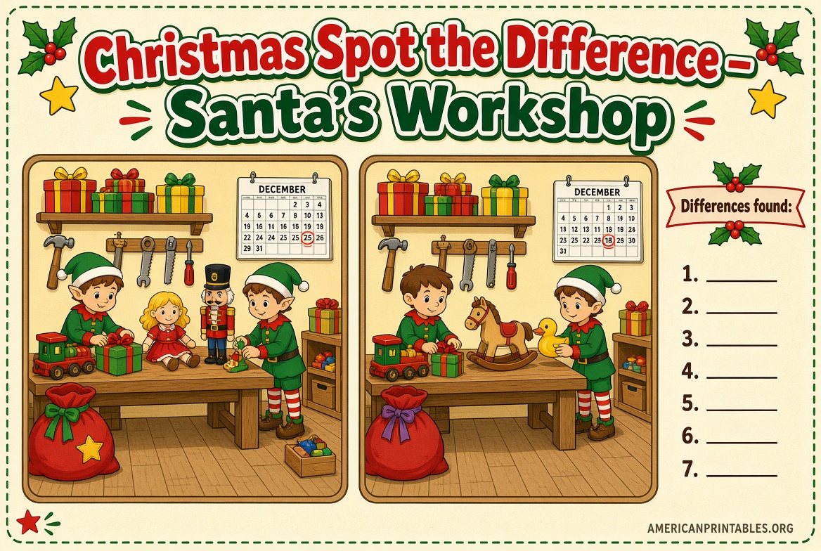 Free Spot the Difference Christmas Printables (4)