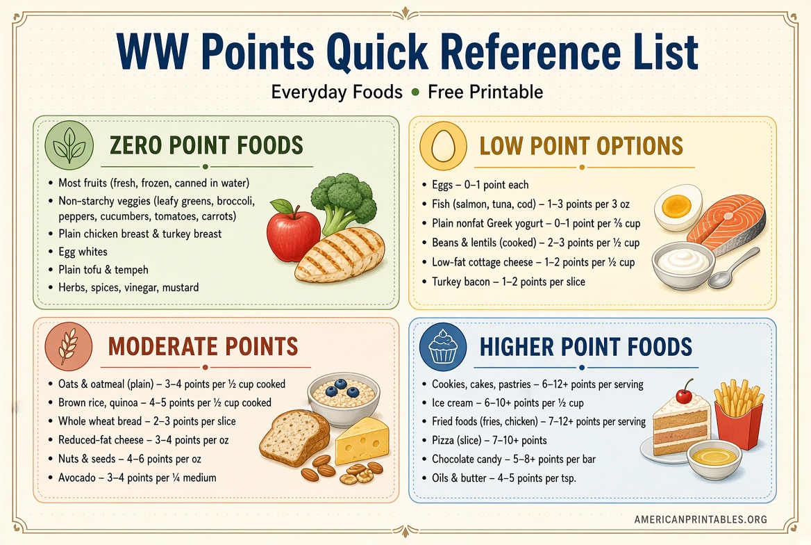 Free Weight Watchers Points List Printable (2029)
