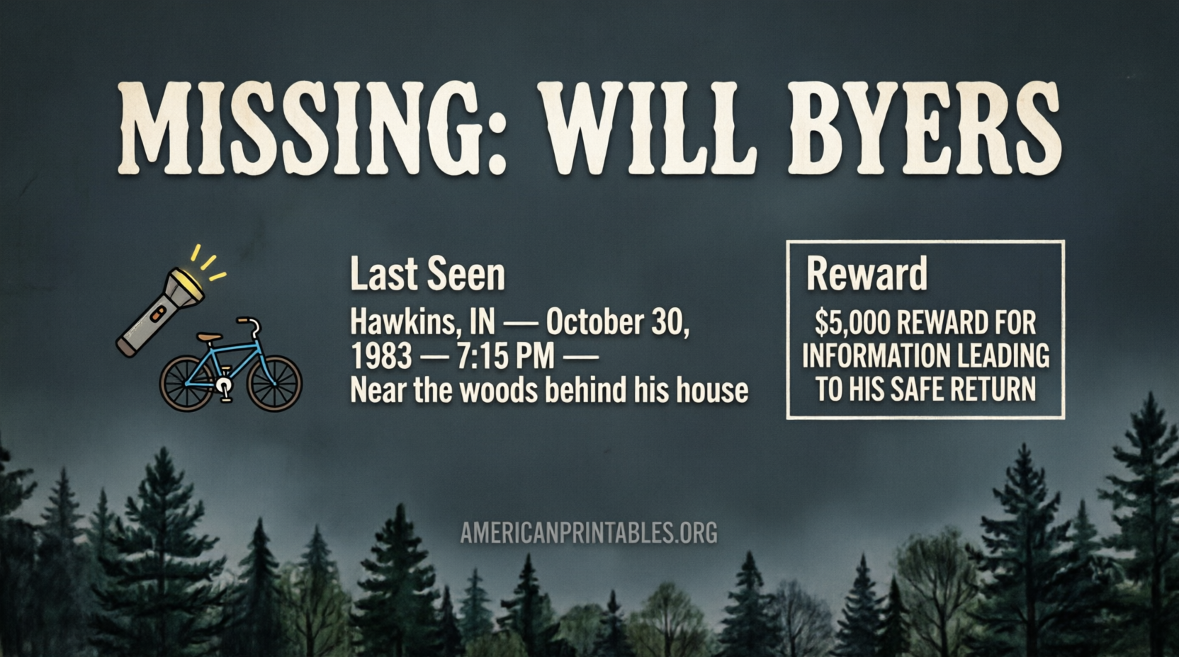 Free Will Byers Missing Poster Printable (2)